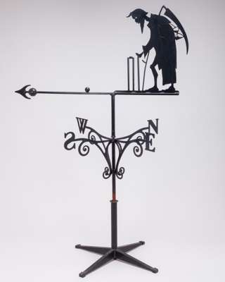 Father Time black iron cricket weathervane