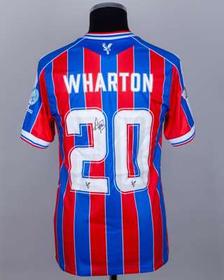 A.Wharton red and blue No.20 Crystal Palace v. Liverpool Community Shield match issued shirt