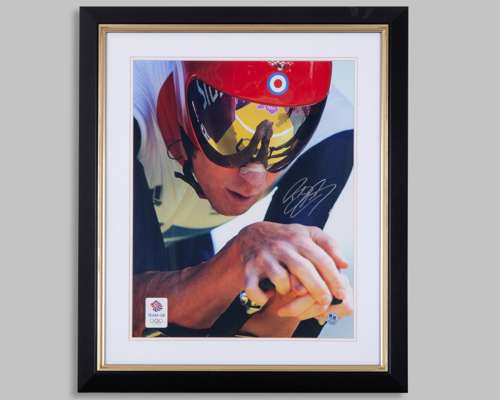 Bradley Wiggins autographed Team GB limited edition colour photograph display