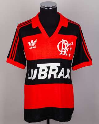 Zico red and black No.10 Flamengo short-sleeved shirt, 1989