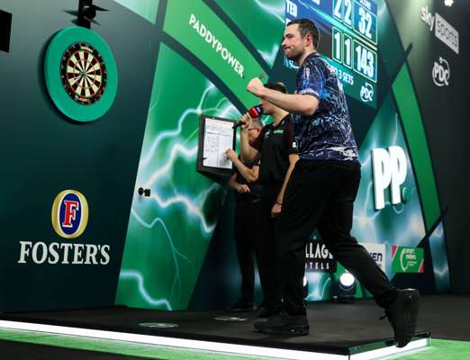 Luke Humphries v. Ted Evetts Round 1, match-used dartboard