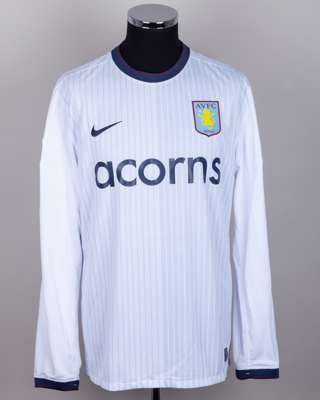 Stilyan Petrov white and grey No.19 Aston Villa long-sleeved shirt, 2009-10