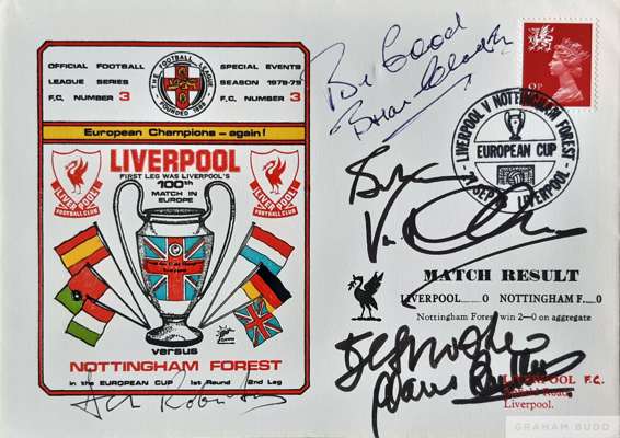 Nottingham Forest autographs, Official Football League Series Special Events First Day Cover. FC No 3 Season 1978-79 Liverpool v Nottingham Forest, 1s