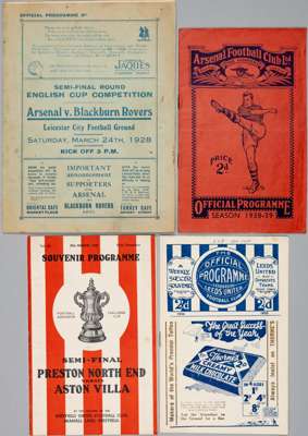 F.A. Cup semi-finals programmes, 
 comprising West Bromwich Albion v Bolton Wanderers at Leeds 1934-35; Aston Villa v Preston North End at Sheffield U