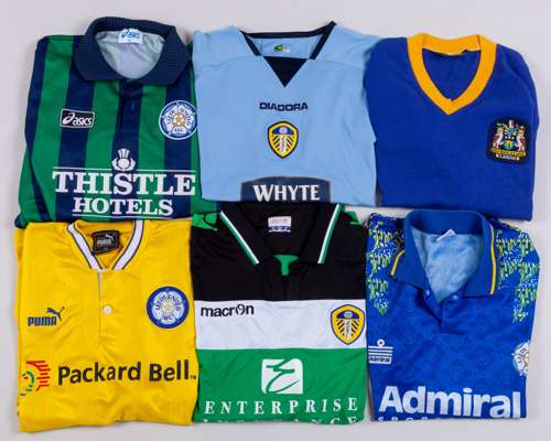 Six replica Leeds United shirts