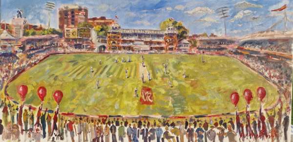 Andy Brown, Ruth Strauss Foundation Red for Ruth 2025 commissioned painting Live at ‘Lord’s'