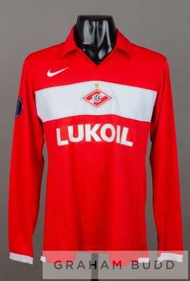 Alelsandr Zotov red Spartak Moscow no.43 jersey v Tottenham Hotspur in the UEFA Cup Group D at White Hart Lane, 18th December 2008,
 long-sleeved with