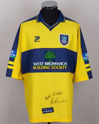 Kevin Kilbane yellow and blue No.11 West Bromwich Albion short-sleeved shirt