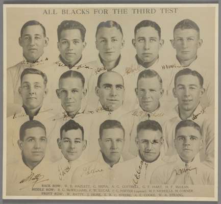 NEW ZEALAND ALL BLACKS 1930 3rd TEST v LIONS RUGBY UNION AUTOGRAPHED PHOTOGRAPH  The 1930 British Lions tour to New Zealand and Australia was the twel