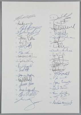 England to South Africa 1994 Official Rugby Union Certificate of Thanks / Official autograph sheet,
 with printed heading, England red rose and messag