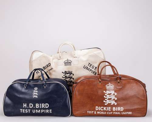 Dickie Bird three England cricket Test Umpire St. Peters Sporting Goods bags