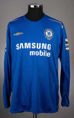 Michael Eissen blue and gold No.5 Chelsea long-sleeved Centenary jersey, 2005-06, 
 Umbro, XL, with crew-neck collar and embroidered cloth badge inscr