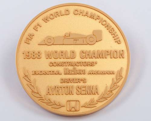 Ayrton Senna Yellow-Metal 1988 McLaren Team Championship Medal