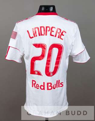 Joel Lindpere New York Red Bulls no.20 home jersey v Tottenham Hotspur in the New York Football Challenge, at Red Bull Arena, 22nd July 2010
 short-sl