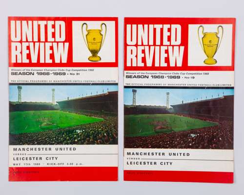 An extremely rare Manchester United v. Leicester City postponed match programme, 22/2/1969