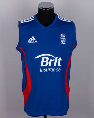 Graeme Swann blue and red No.66 England v. Australia ODI series sleeveless jumper, 2012