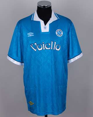 Renato Buso blue and white No.11 Napoli short-sleeved shirt, 1993-94