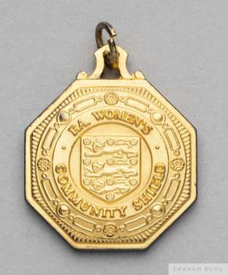 Joanne Broadhurst silver-gilt 2004 Community Shield Winners medal
 the obverse inscribed F.A. WOMEN'S COMMUNITY SHIELD, the reverse inscribed 2004 WIN