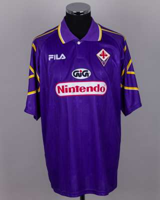Pasquale Padalino purple and yellow No.5 Fiorentina short-sleeved shirt, 1997-98