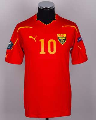 Goran Pandev red No.10 North Macedonia v. Republic of Ireland match worn shirt, 2011