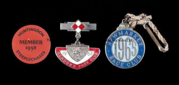 A collection of 22 members' badges for Newmarket Race Club