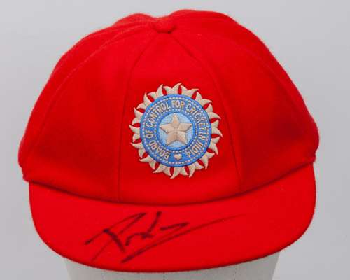 Prasidh Krishna red India Red For Ruth match issued autographed cap
