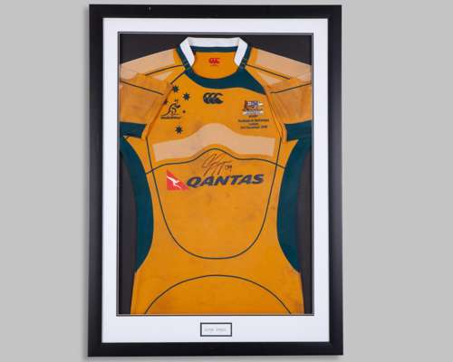 Yellow Australia v. Barbarians autographed by George Gregan short-sleeved shirt, 2008