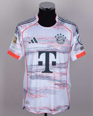 Luis Diaz white and orange No.14 Bayern Munich match issued short-sleeved shirt, 2025