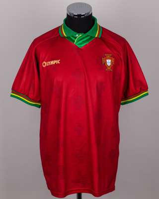 Red and green No.5 Portugal v. Greece short-sleeved shirt, 1996