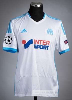 Mathieu Valbuena white Olympique de Marseille UEFA champions league no.28 jersey v Arsenal, played at Stade de Marseille, 18th September 2014,
 Adidas