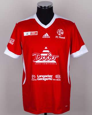 Red and white No.2 Flawil Schweizer Cup short-sleeved shirt