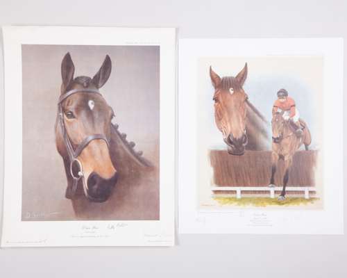Paddy Mullins and Jonjo O'Neill signed prints of the racehorse Dawn Run