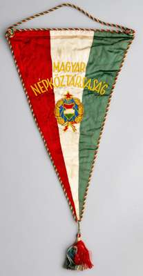 Hungarian F.A. pennant issued for the U-23 European championship quarter-final v England, played in Budapest, 10th March 1976,
 in the colours of the 