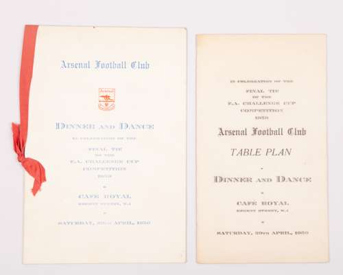 1950 Arsenal menu for the Dinner & Dance to celebrate the F.A.Cup Final