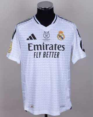 Jude Bellingham white No.5 Real Madrid v. Barcelona Super Copa Final match worn shirt 2025