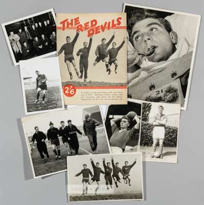 A collection of eight b&w press photographs all featuring Duncan Edwards of Manchester United and England
 b & w, various sizes, featuring Duncan on h