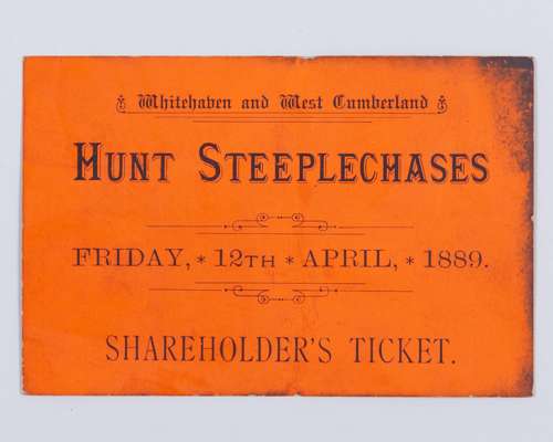 Shareholder's Ticket for Whitehaven and West Cumberland Hunt Steeplechases 1889