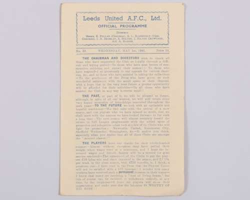 Leeds United v. Bradford Park Avenue match programme, 1st May 1946