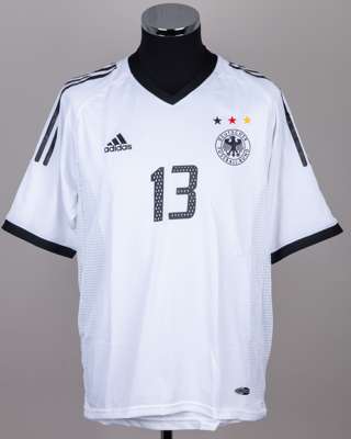 Michael Ballack white and black No.13 Germany autographed short-sleeved shirt, 2002