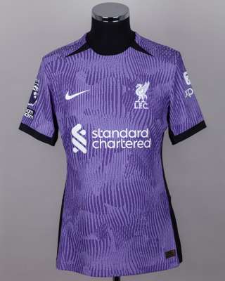 Mohamed Salah purple No.11 Liverpool v. Sheffield United short-sleeved shirt, 2023