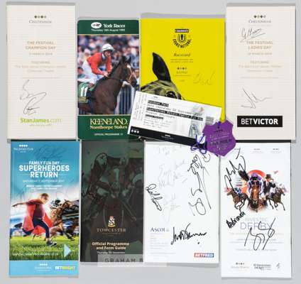 Collection of racecards for showpiece meetings, 
 including Newmarket guineas festival, Grand National, Royal Ascot, Cheltenham festival, Oaks, King G