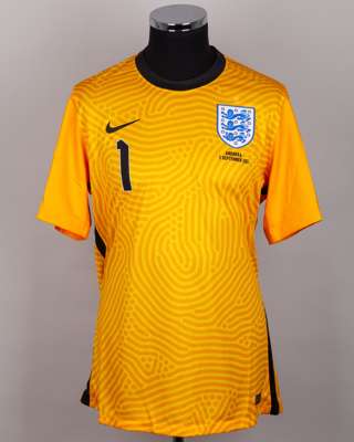 Sam Johnstone yellow No.1 England v. Andorra goalkeeper shirt, 2021