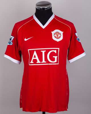 Patrice Evra red No.3 Manchester United short-sleeved shirt, 2006-07