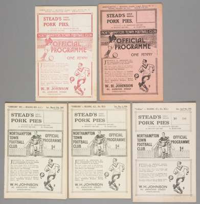 Five Northampton Town v Reading programmes 1930s,

F.L. Division Three South fixtures unless otherwise stated, 4th November 1933, 15th September 1934,