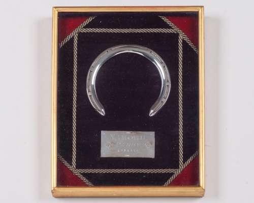 Racing plate worn by King Edward VII's racehorse Minoru when winning the 1909 Epsom Derby