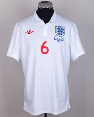 John Terry white No.6 England v. Kazakhstan autographed short-sleeved shirt, 2009