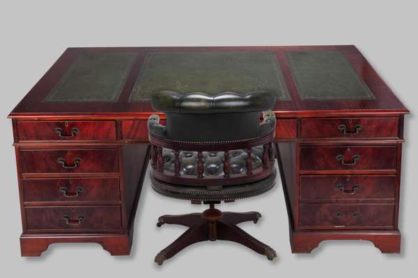 Dickie Bird a reproduction Georgian style twin pedestal desk