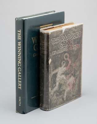Two real tennis books by Allison Danzig,
 i) The Racquet Games, 1930, in rare but chipped dust wrappers, contains parts on court tennis, racquets and 