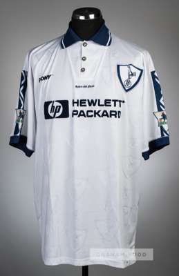 Ronny Rosenthal white Tottenham Hotspur no.16 home jersey, circa 1996,
 Pony, short-sleeved with THE FA PREMIER LEAGUE sleeve badges, club crest and s