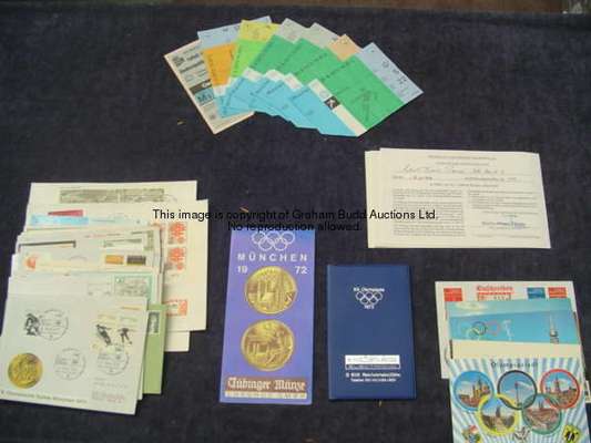 A collection of philatelic items relating to the 1972 Munich Olympic Games